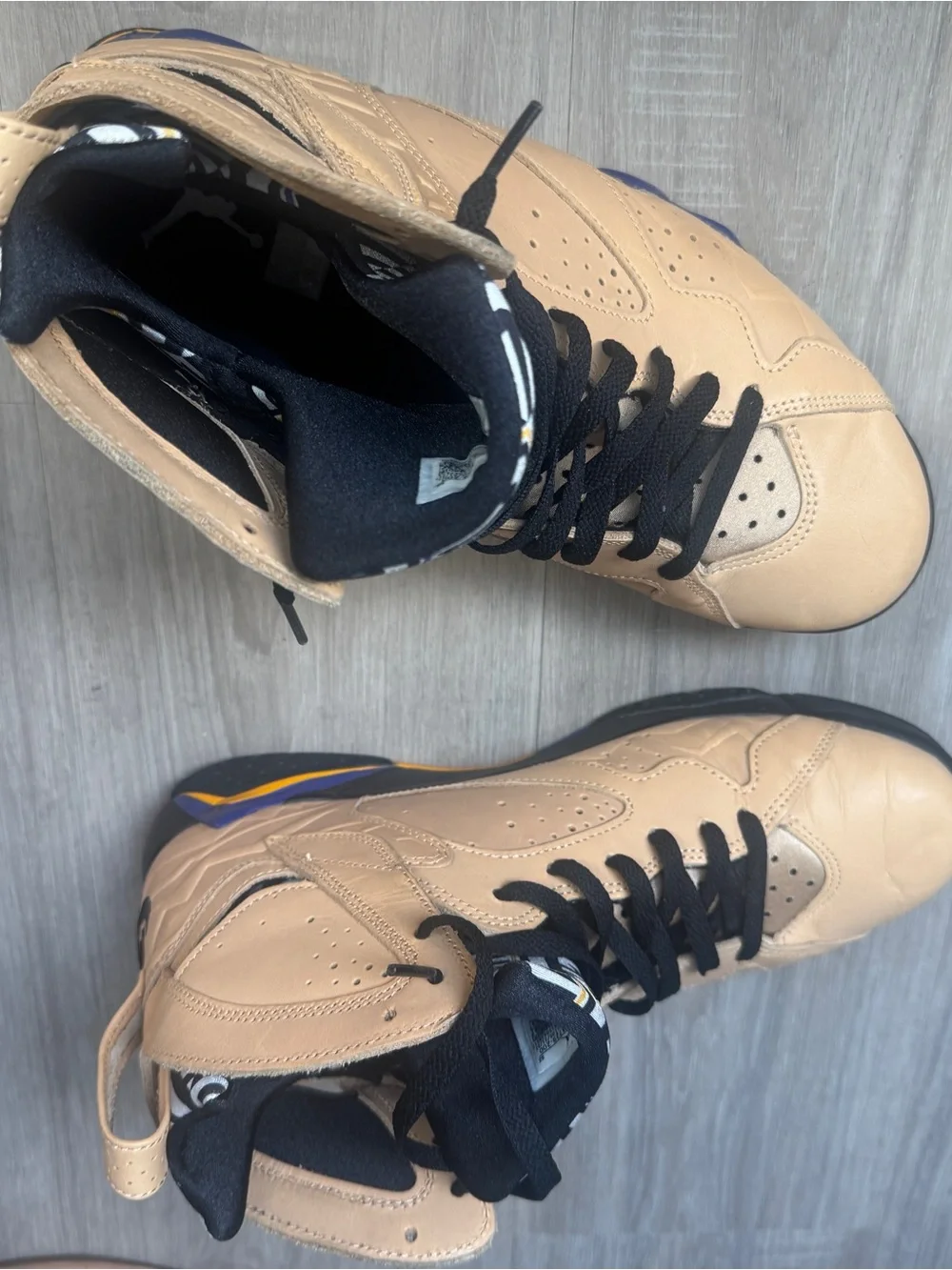 Jordan Men's Wheat/Tan High-Top Sneakers with Black Accents